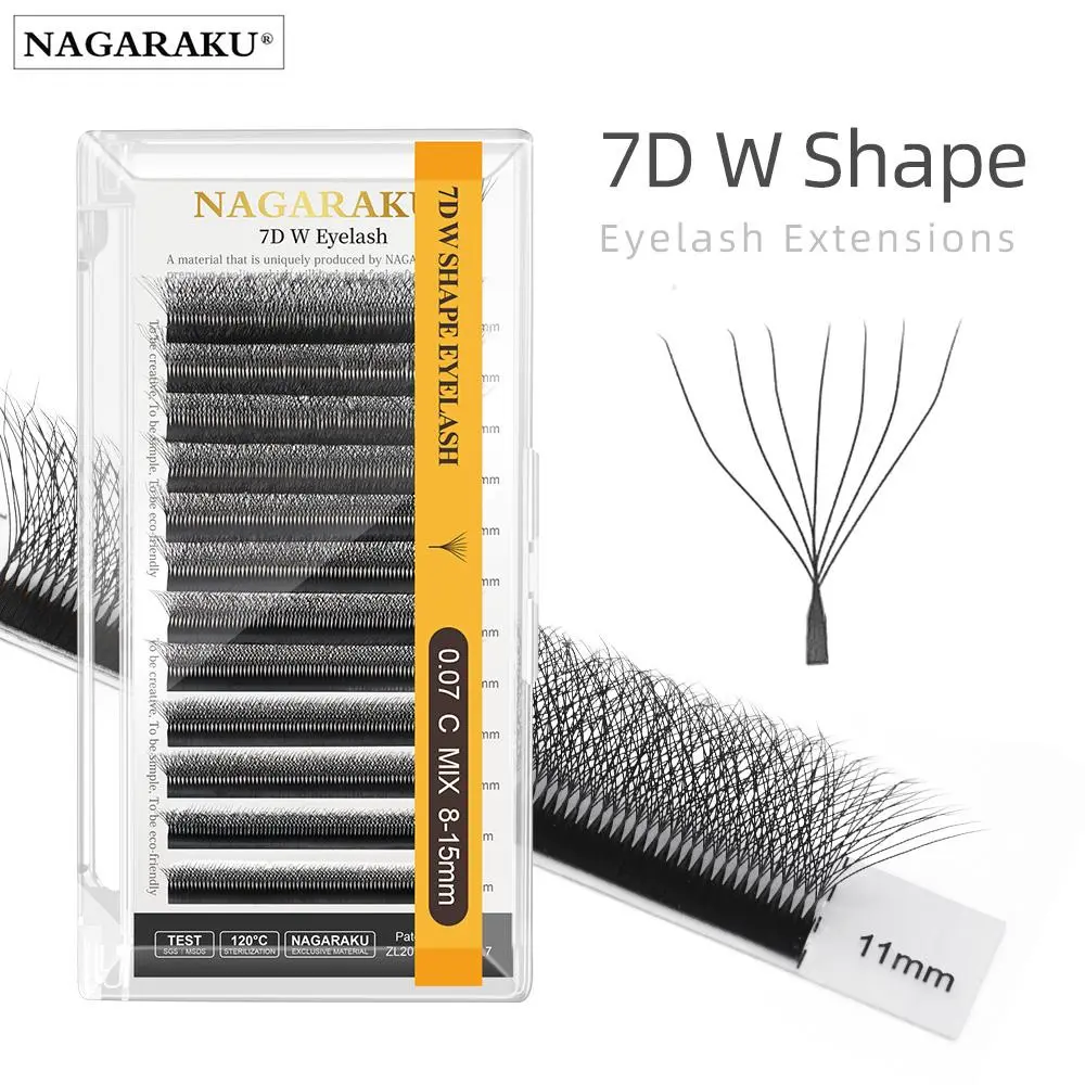 NAGARAKU 7D W Shape Premade Flower Eyelash Extensions Natural Soft Light Lashes Full Dense Seven Leaves 2026 New