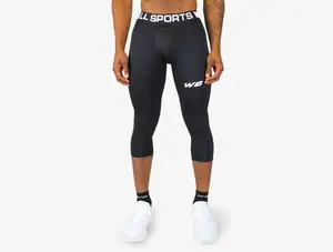 We Ball Sports 3/4 Compression Tights (Black), Athleisure Fitness Leggings, Breathable Fitness Leggings