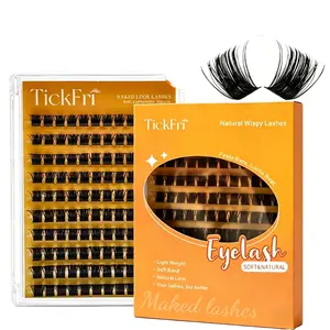 TickFri Lashes  Kit Soft Fluffy Long-Lasting Lashes  for Beginners Easy At-Home Application DIY Lash Clusters manhwa Self-Adhesive Natural Look Thin Band individual Waterproof Manga ONLY LASH Fairy (No Bond Seal Remover) spikes