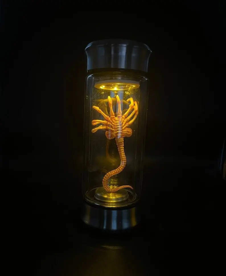 USA Alien in a Test Tube Embryo Glass Jar Prop LED Light Red Green Blue Purple White Warm White Pendant Necklace 19cm Height 7cm Diameter