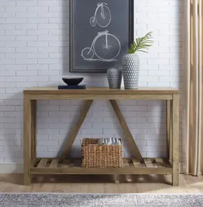 Walker Edison AF52AFTRO 52 in. A-Frame Rustic Entry Console Table - Rustic Oak