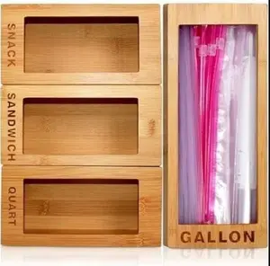 Mylo S Home Bamboo Ziplock Bag Organizer for Drawer - Plastic Bag Organizer for Drawer - Baggie Organizer for Drawer - Storage Bag Organizer Kitchen D