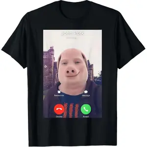 📞🤣[Graphic Tee]"John Pork is Calling" Meme T-Shirt – Funny & Hilarious 100% Cotton Graphic Tee for Men & Women, Trendy Internet Culture Shirt, Perfect Casual Wear for Meme Lovers, Comfortable & Breathable, Ideal Gift for Viral Humor Enthusiasts