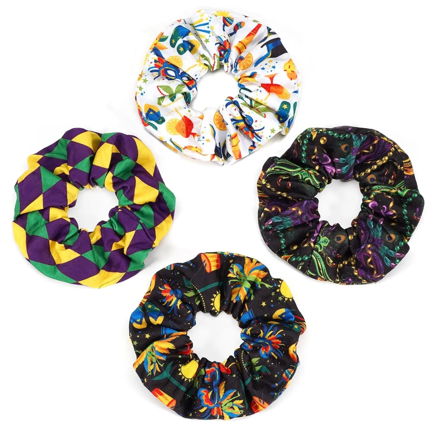 4Pcs Mardi Gras Hair Ties