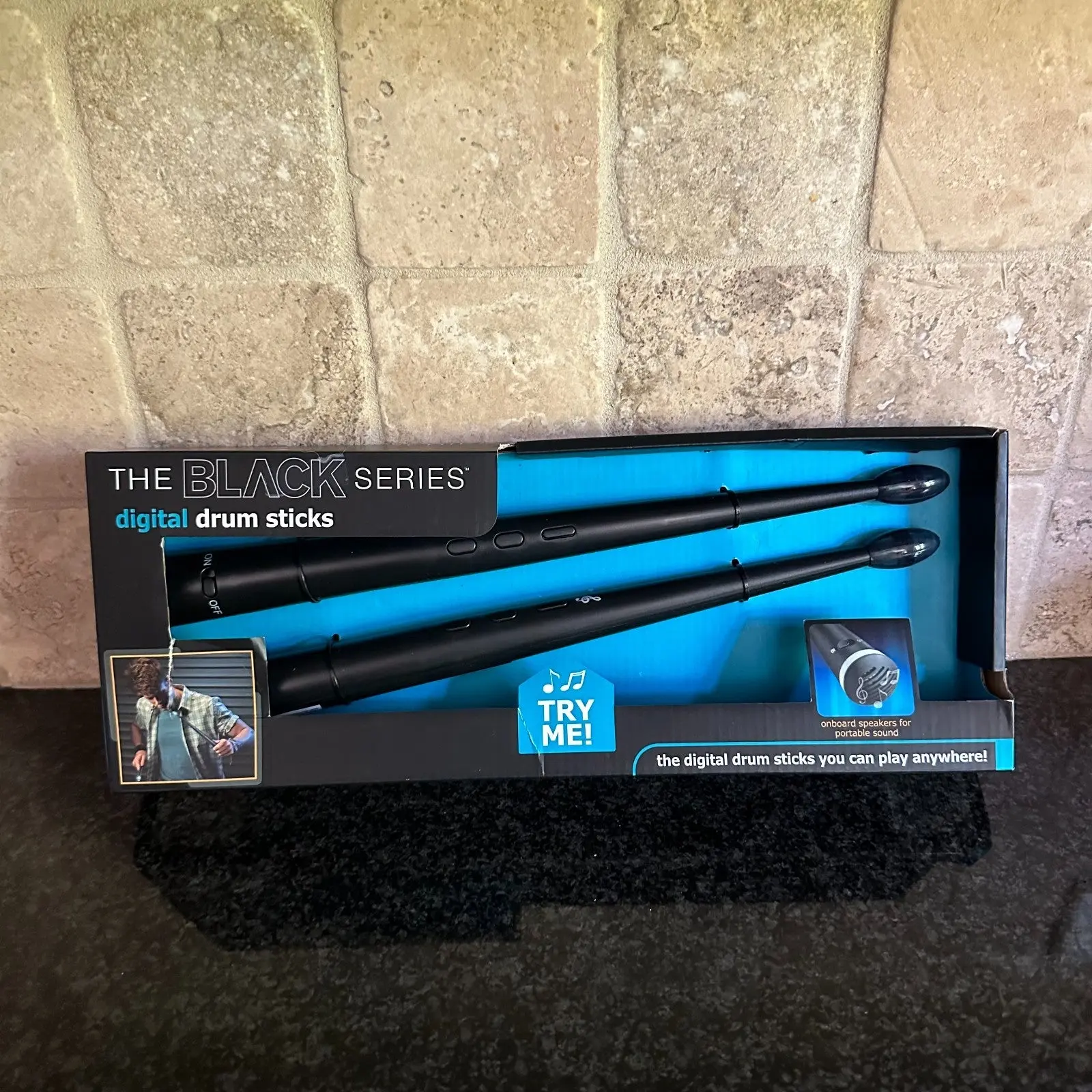 Black Series Motion-Activated Digital Drum Sticks with Glowing Blue Tips