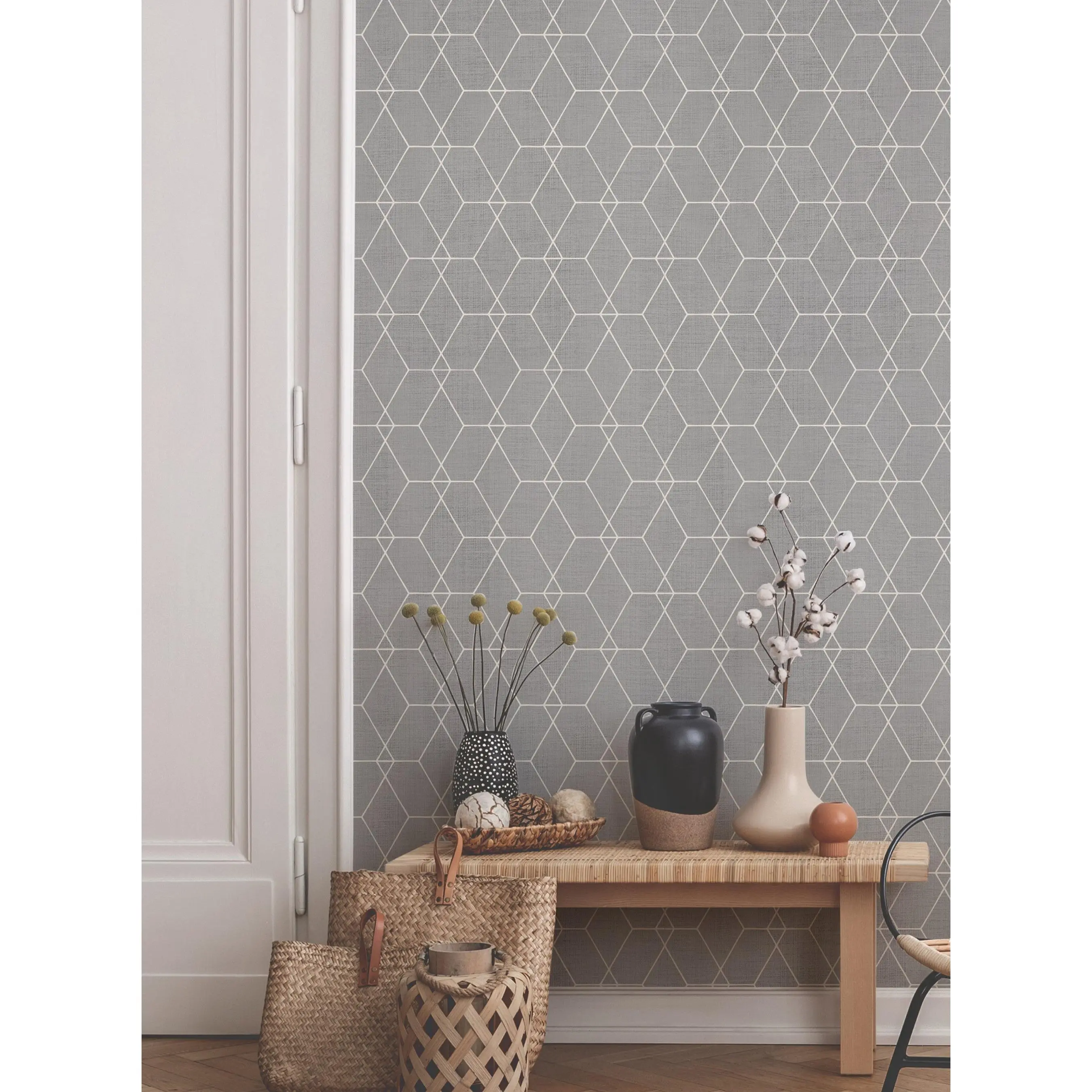 Hexagon Geometric Art Deco Lines Bold Wallpaper - Peel and Stick