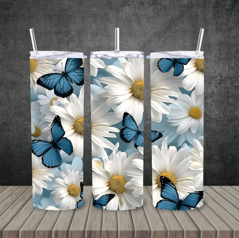 20oz Butterfly Daisies Tumbler Drinkware