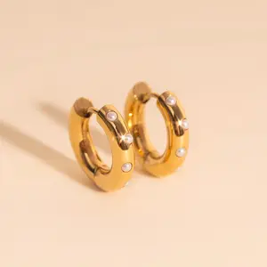 Pearl Chunky Rounded Huggie Hoop Earrings