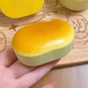 1PC Squishy Realistic Cheese Cake Slow Rebound Stress Relief Decompression Toys Semi-Cooked Cheese Prank Toys Sticky Fingers