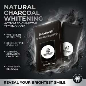 Neateeth Activated Carbon Pap Non-Peroxide Oral Whitening Tooth Stickers, 14 Pieces, No Slip Dry Stick, Teeth Whitening Strips, Teeth Brightening Strips, Teeth Brightener Strips