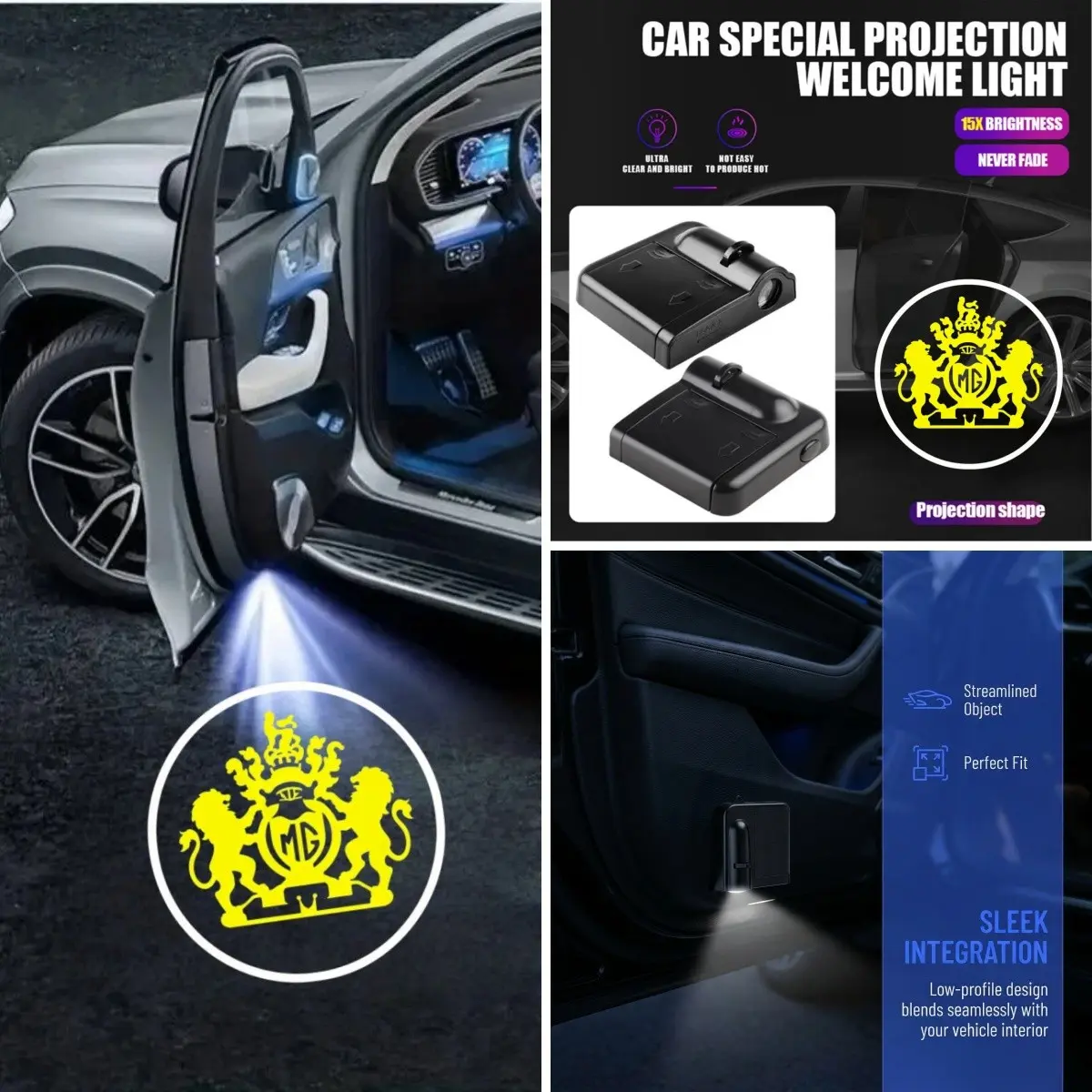 2pcs/4pcs VIP Lion Car Door Courtesy Lights, Wireless Induction LED Projector Lights, Car Door Welcome Step Lights, HD Fade-Resistant Ambient Lighting, Universal Fit for Sedans, SUVs, MPVs, Pickup Trucks and More