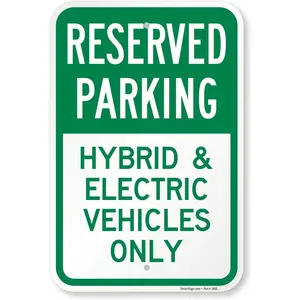 Reserved Parking - Hybrid & Electric Vehicles Only Sign by | 12" x 8" Tin Sign