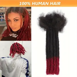New Fashion 1B/99J Human Hair Dreadlocks Extension for Men & Women - Nature Look & Tangle-, Hand-Tied Human Hair Dreads, Seamless Blending, Locs Hair Extension, Boho Style, Perfect for Festivals & Daily Wear, Afro Curly Crochet Hair Extension