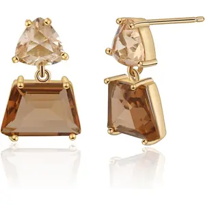 Hypoallergenic Brown Crystal Dangle Earrings for Women - Fashionable Amber Drops Ideal for Sensitive Ears