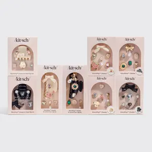 Kitsch NEW KITSCH POP™ ULTIMATE BUNDLE - 7pc Set with Pearlized Cream & Vintage Black Charms & Cloud Clip for Everyday Wear