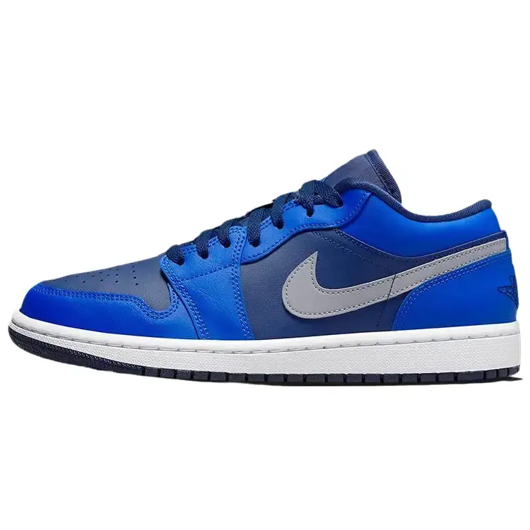 NIKE Women's Air Jordan 1 Low 'Game Royal' Leather Sports Sneaker - Low Top, Cushioned Sole, Versatile Everyday Wear, Classy Casual Outfits, Streetwear, Clothes Compatible