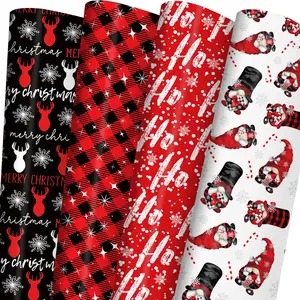 ZINTBIAL Christmas Wrapping Paper Set – 6 Jumbo Sheets 28"x40" Festive Red/Black Plaid Reindeer Gnome & Ho Ho Prints Easy-Store Holiday Gift Wrap for Kids & Adults