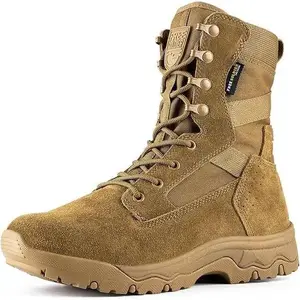 FREE SOLDIER Men's Tactical Boots 8 Inches Lightweight Combat Boots Durable Suede Leather Military Work Boot Desert Boot