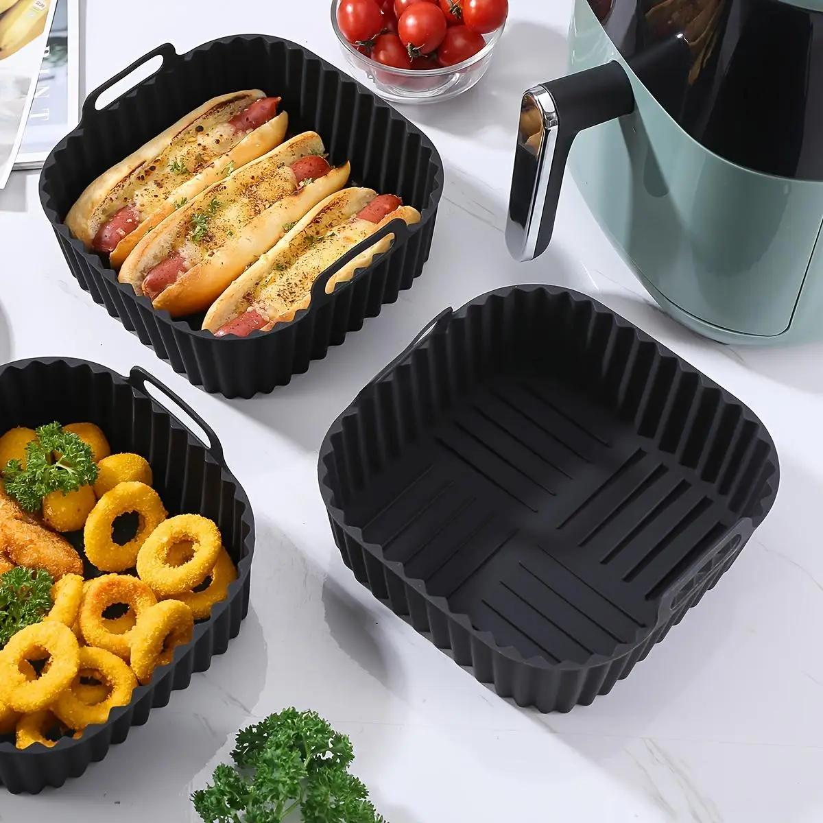 Silicone Air Fryer Baking Tray, 1 Count Reusable Non-stick Air Fryer Liner, Baking Tray for Home Kitchen, Kitchen Accessories
