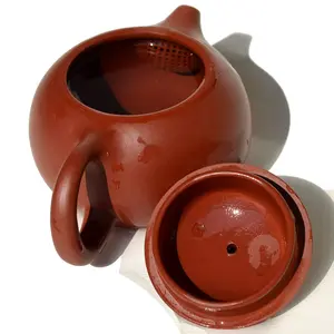 Clay Teapot 8Oz Chinese Zisha Tea Pot with lid Pottery Handmade Retro Xishi Tea Pot Ceramics Red Dahongpao Mud Kettle Spherical Filter purples and