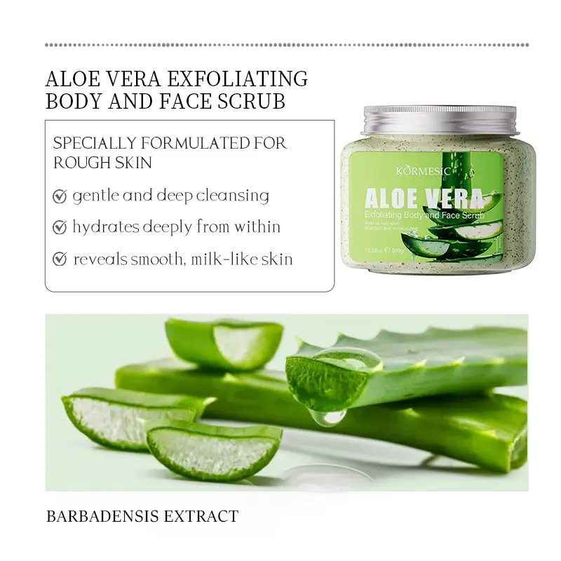 Avocado Aloe Rose Coconut Body Scrub 300g, Body Exfoliating Deep Cleaning Exfoliating Dead Skin Natural Exfoliant, Gentle Moisturizing, Suitable for All Skin Types, Body Care