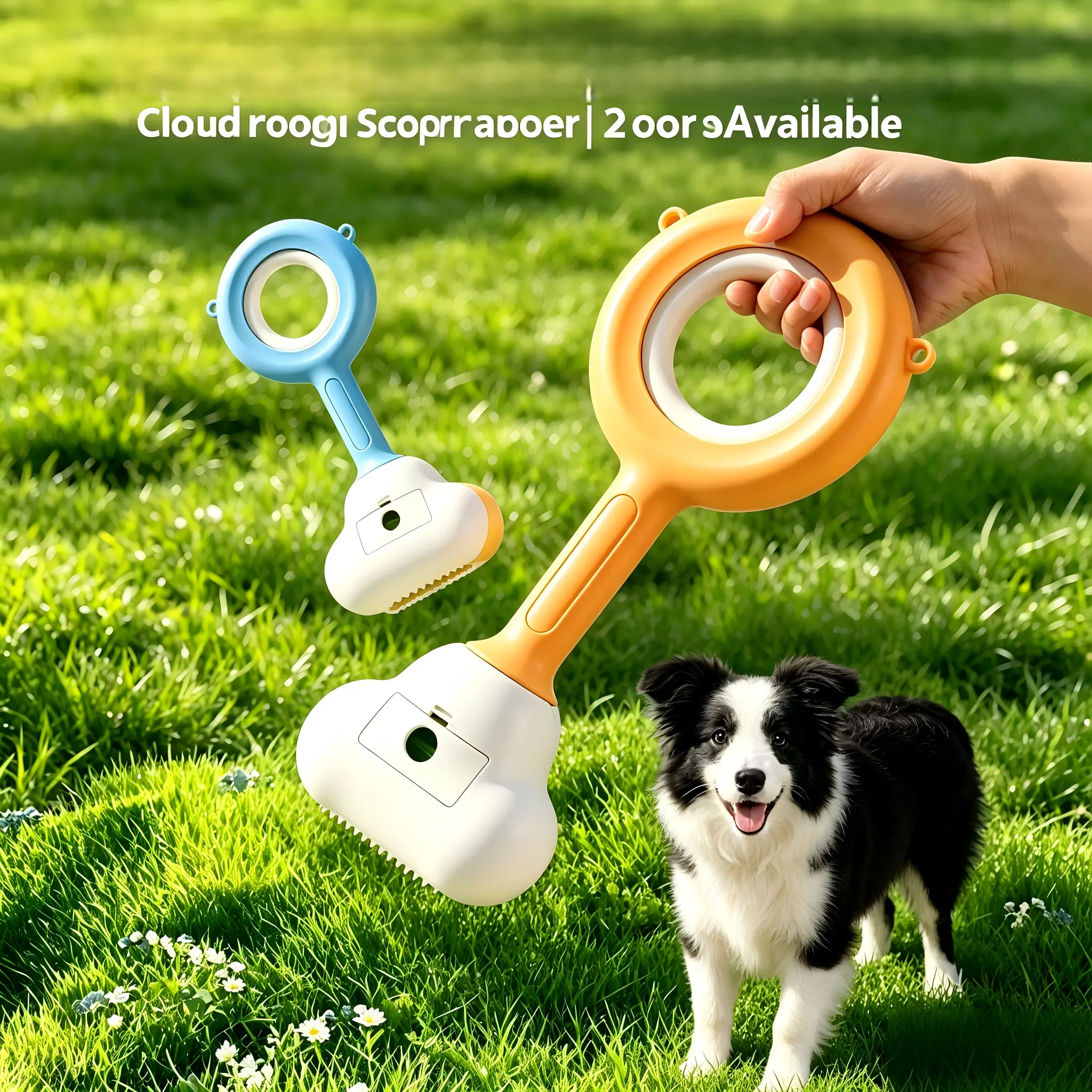 Portable Cloud Dog Pooper Scooper with Built-in Poop Bag Dispenser - No-Touch 1-Clip Pet Waste Picker, Serrated Easy-Tear Design, Outdoor Dog Walking Cleaning Tool