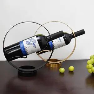 Metal Single Wine Bottle Holder Rack Tabletop Wine Storage Display Stand Freestanding for Countertop Shelf Coffee Wine Bar Cabinet Wedding Christmas Home Kitchen