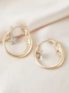 Vintage Moon Star Dangle Earrings, Statement Earrings, Women's Unique Creative Party Jewelry Gift, Elegant Fashion Accessory for Special Occasions, Versatile Earrings, Hoop Shape Earrings