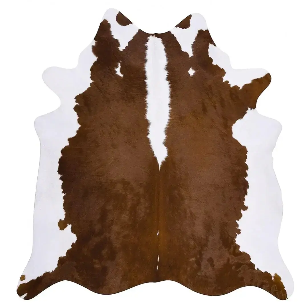 100% Genuine Hereford Brazilian Cowhide Rug – XL Red Brown & White Animal Hide Carpet – Rustic Decor for Living Room, Bedroom & More – Ecowhides