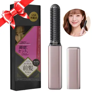 1pc Unisex Bangs Comb, Wireless Straightening Comb, Portable USB Charging Travel Essential, Ceramic Heating Plates for Smooth Styling, Portable Hair Styler Fashionable Modern Design Mini Hair Straightener Brush Heated Comb, Straight Hair Comb, Hair Stick