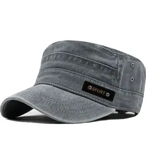 Vintage Washed Cotton Military Hat Men Classic Flat Top Cap Casual Outdoor Army Patrol Cadet Hats Male Casquette Gorras