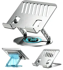 Compatible 360° Rotating Adjustable Laptop Stand, Fully Foldable Dual Rotary Shaft Laptop Riser Portable Standing Desk, Fits MacBook & All 10-17 Inch Laptops