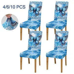 Butterfly & Dolphin Print Universal Chair Cover, 4/6/10pcs/set Modern, Chair Protector for Home Dining Room Decor