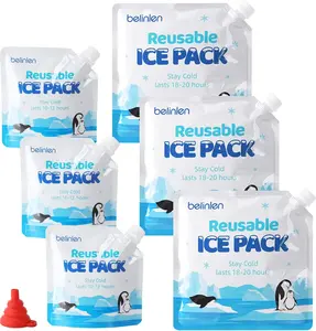 6 Pack Reusable Ice Bags & Ice Packs for Cooler, Long Lasting Freezer Packs - Available in 5lb/10lb Ice Cube Bags with Sealed Sliding Handle or 7x7/10x10 Inch Ice Packs for Lunch Box Camping Fishing