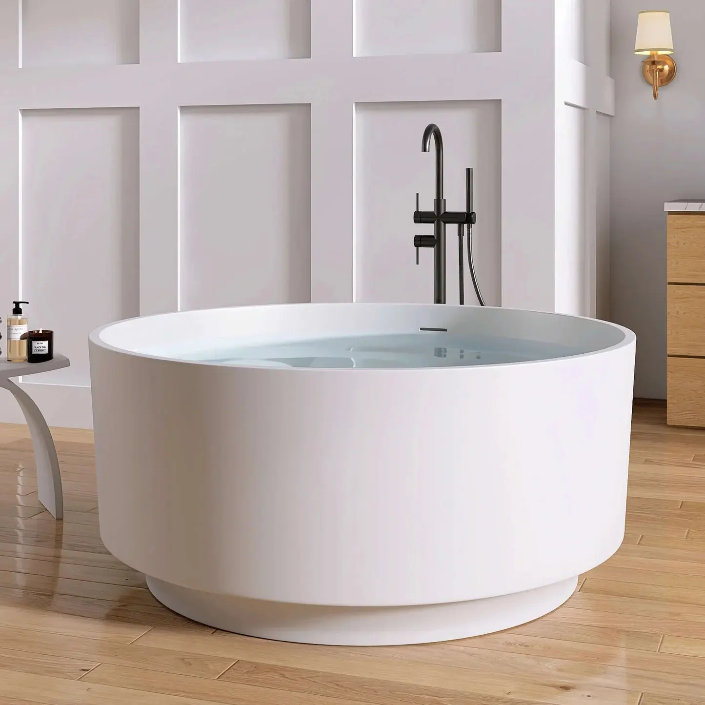 Dowell 49" Round Solid Surface Freestanding Soaking Tub for Small Bathrooms-BT131 Series