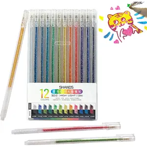 Glitter Gel Pens, 12 Colors Bold Point 1.0mm Vibrant Sparkle Colorful Pen for Coloring Books, Crafting Journaling Doodling Drawing, 12Pack
