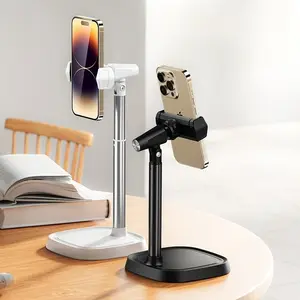 UGIFT Adjustable Cell Phone Stand Aluminum Desktop with Anti-Slip Base & Charging Port Fits 4.7"-13" Smartphones iPad Tablet Black White
