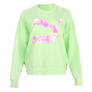 PUMA Womens Marble Crew Neck Sweatshirt Casual - Green
