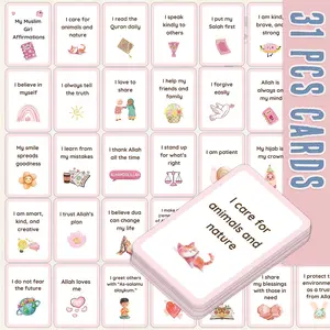 31 Muslim Women Affirmation Flashcards, Front Positive Statements Reading Writing Cards, Build Confidence Self-Love Islamic Values