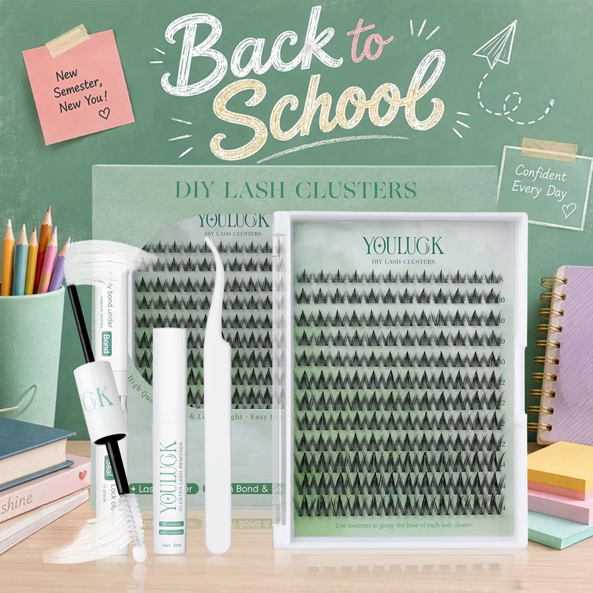YOULUCK Manga Star Fringe & Demon Wink Lash Clusters Waterproof & Windproof Long-Lasting Ultra-Thin Invisible Band Bond & Remover Makeup for Girls Beginner Friendly,back to school