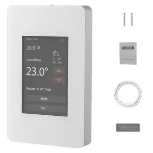 VEVOR 7-Day Programmable Thermostat,  , Home Thermostats for Radiant Underfloor Heating Cable,Heat Pump with GFCI & Sensitive Sensor,TFT Color Display Touchscreen,Efficient,Gray-White (Without Wifi)