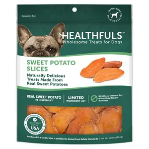 Healthfuls Sweet Potato Slices Healthy Dog Treats – Limited Ingredient, Grain Free, Made from Real Dried Sweet Potatoes, 16 oz