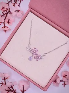 Forget Me Not Flower Necklace, Sakura Cherry Blossom Necklace, Floral Necklace