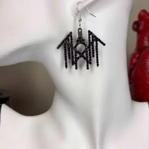 The Ritual Sleep Token Inspired Black Rhinestoned Earrings | Unique Design Jewelry