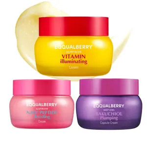 EQQUALBERRY 3-piece cream set: NAD+ boosts collagen & elasticity, Bakuchiol firms pores as retinol alternative, Vitamin C brightens dark spots. All strengthen skin barrier for glowy, youthful skin.