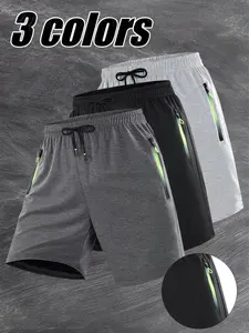 Men's Casual Sport Shorts, Comfortable Breathable Fabric, Zipper Pockets, Outdoor Sports, Party Wear, Perfect Gift Choice