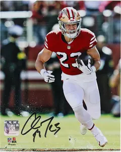 Christian McCaffrey San Francisco 49ers Autographed 8" x 10" Diving For a Touchdown Photograph - Fanatics Authentic Certified