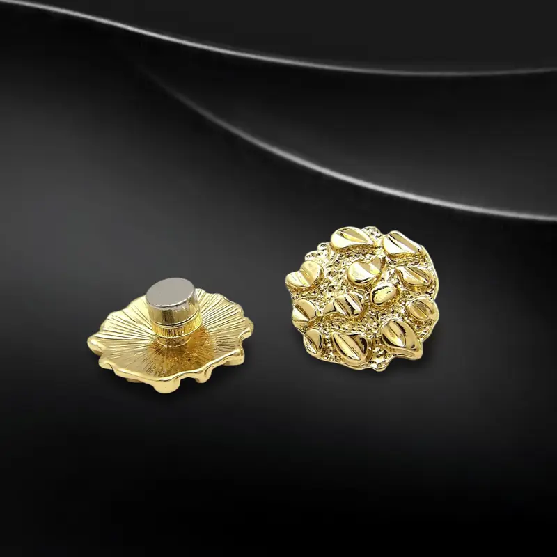 MaxBling81 Nugget Shape Magnetic Earrings - Gold Plated Non-Piercing Fake Piercings Studs, Men's Accessories, Unisex Hip Hop Daily Wear Jewelry with Case (12mm/20mm), Alloy