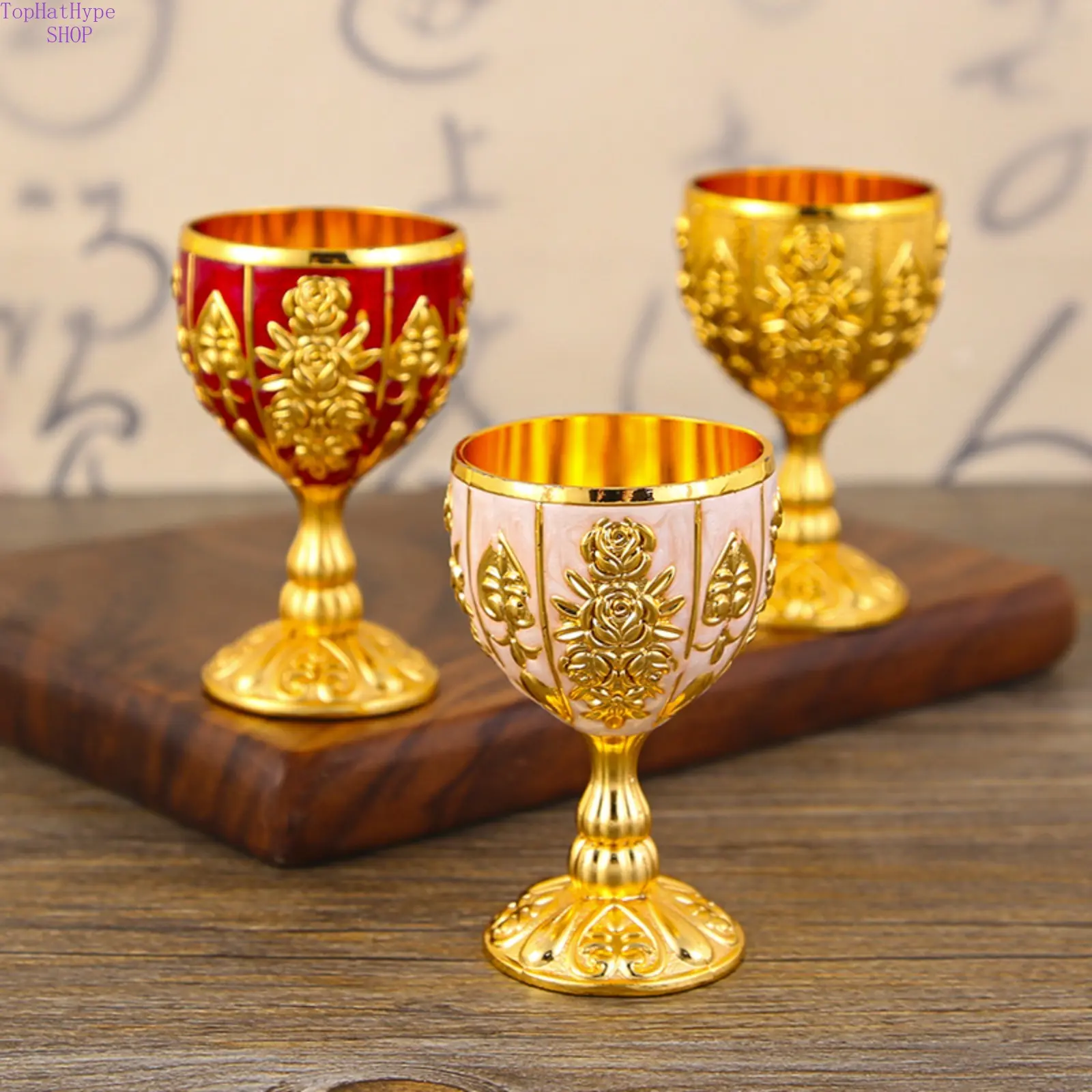 Vintage Embossed Spirit Goblet, 30ml European-Style Decorative Glass, Exquisite Metal Drinkware for Home Bar or Gifting, Exquisite Metal-Glass Design