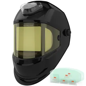 YESWELDER LYG-1980GK Panoramic True Color Auto Darkened Welding Helmet | 6 Sensors, Side Lens DIN5 & USB-C Charging | Wide Shade 5-9/9-13 Hood for MIG TIG Arc Grinding